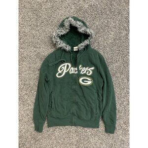 NFL Green Bay Packers Fur Hoody Sz S Womens Fleece Lined Full Zip Sweatshirt